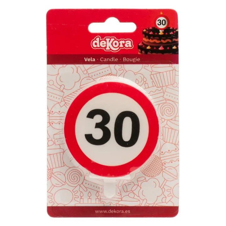 Bougie Panneau d'interdiction 30 ans, 6.3 cm