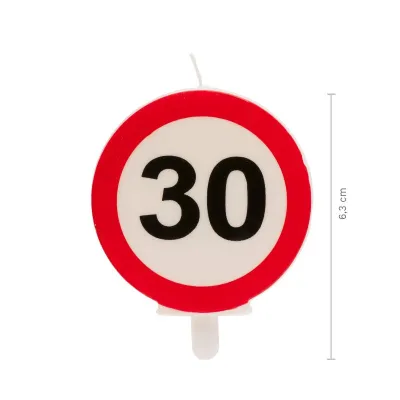 Bougie Panneau d'interdiction 30 ans, 6.3 cm