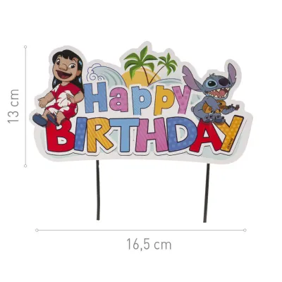 Cake topper Happy Birthday Stitch, 17.5 cm