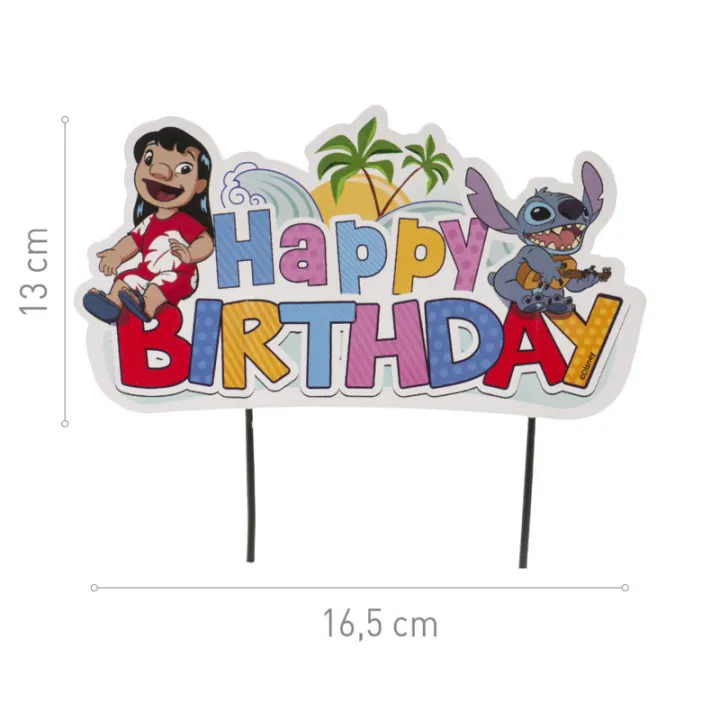 Cake Topper Happy Birthday Stitch, 17.5 cm