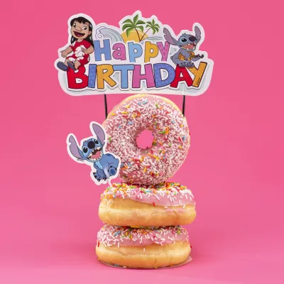 Cake topper Happy Birthday Stitch, 17.5 cm