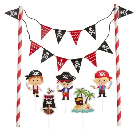 Pirate cake topper, 6 pieces