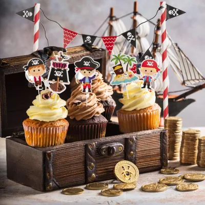 Pirate cake topper, 6 pieces
