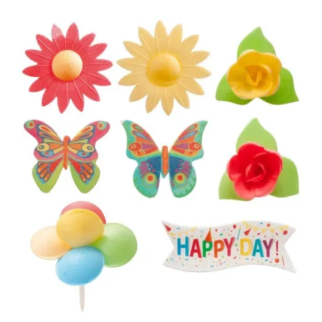 Decorazione di carta da mangiare Buon Compleanno, 8 pezzi