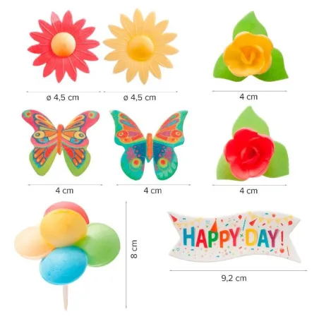Eating paper decoration Happy Birthday, 8 pieces