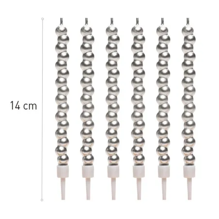 Bougies Bubble argent, 14 cm