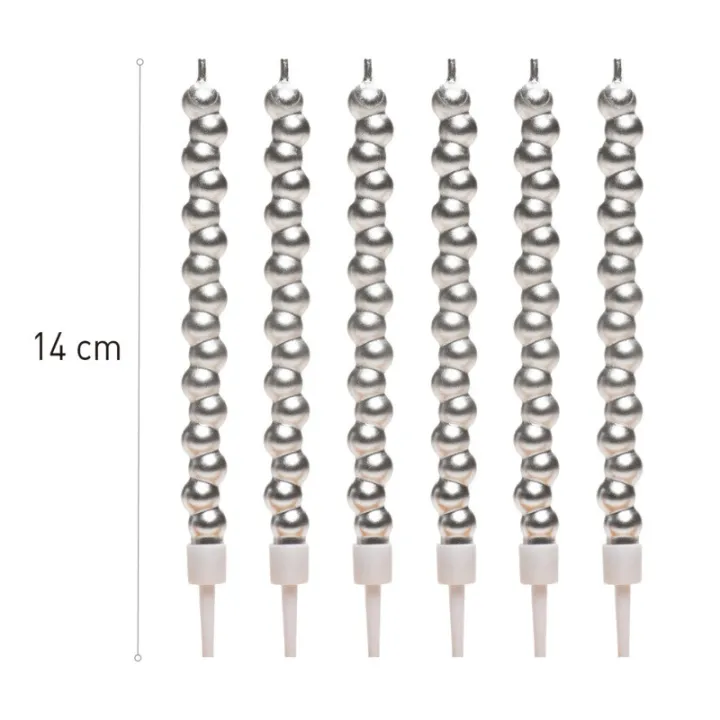 Candles Bubble Silver, 14 cm