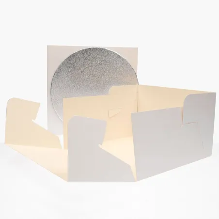 Cake box and silver base Ø 30 cm x 15 cm