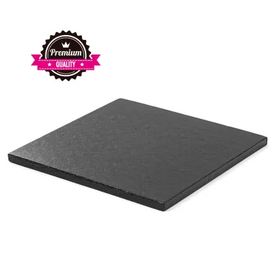 Tortenplatte Quadrat extra stark Schwarz 25 x 25 cm für den sicheren Transport