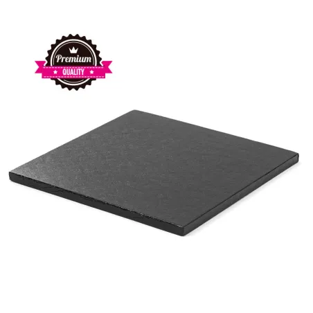 Cake plate square extra strong black 25 x 25 cm for safe transportation