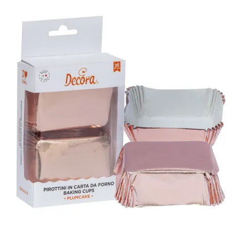Mini cake paper cases rose gold, 36 pieces
