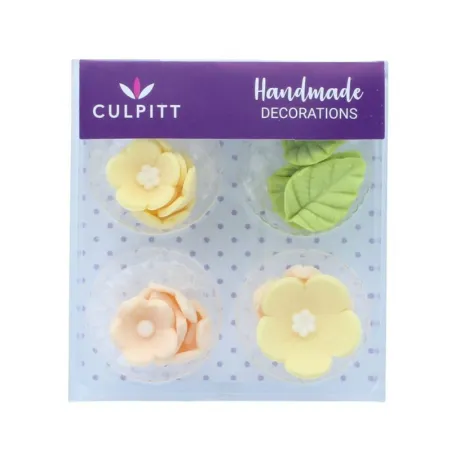 Set di fiori da decorazione in zucchero giallo