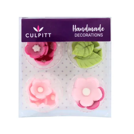 Set di fiori da decorazione in zucchero rosa