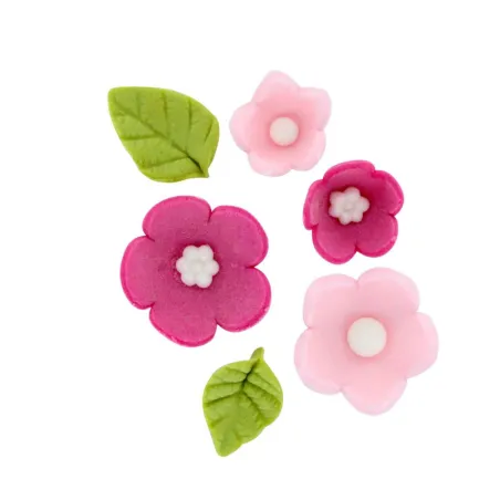 Set di fiori da decorazione in zucchero rosa