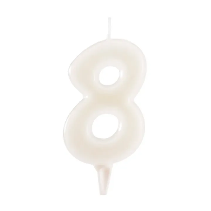 Fluorescent white candle number 8
