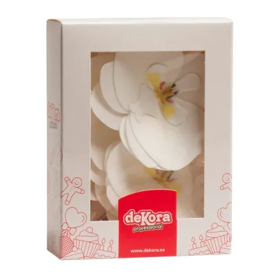 Orchideen aus Esspapier Weiss, 10 Stück