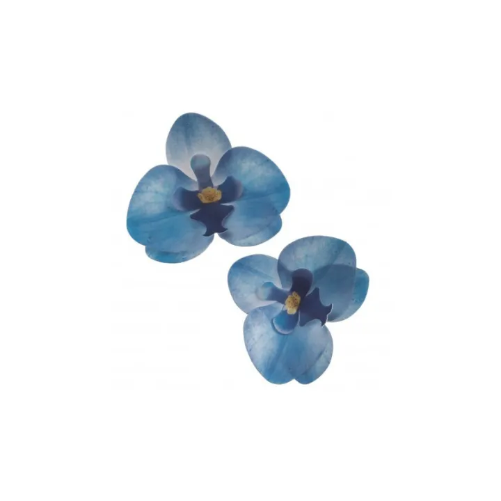 Orchideen aus Esspapier Hellblau, 10 Stück
