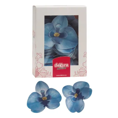 Orchidee di carta commestibile azzurra, 10 pezzi