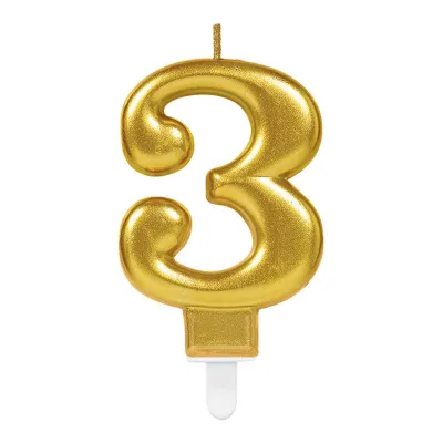 Goldene Zahlenkerze Nummer 3