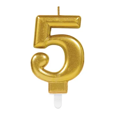 Goldene Zahlenkerze Nr. 5
