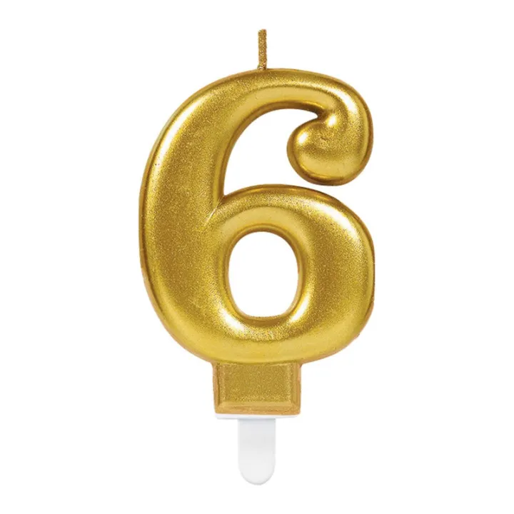 Bougie numérotée dorée numéro 6