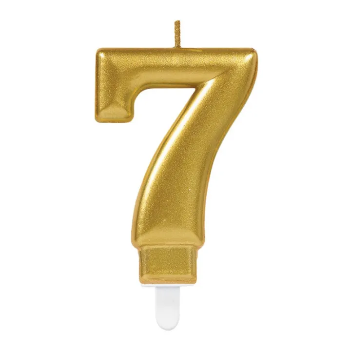 Goldene Zahlenkerze Nummer 7
