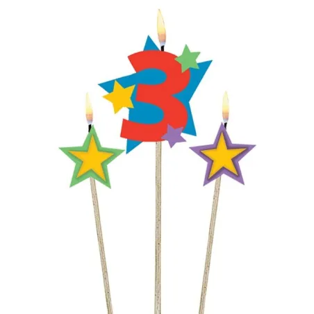Number candle with stars number 3