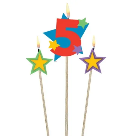 Number candle with stars number 5