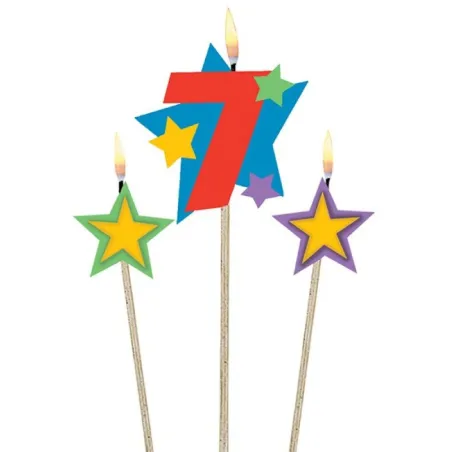 Candela numerata con stelle numero 7
