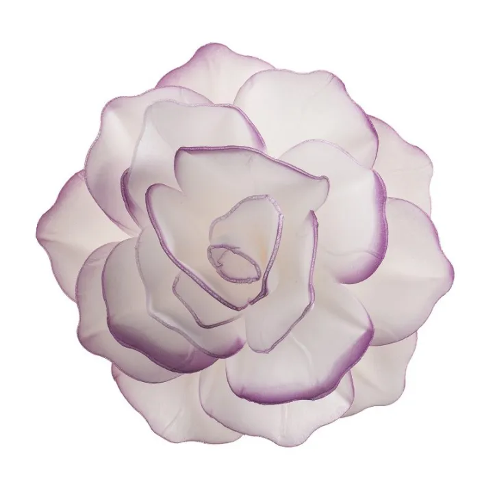 Fleur blanche avec bord violet en papier comestible, Ø 12.5 cm