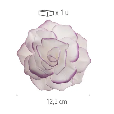 Fiore bianco con bordi viola in carta commestibile, Ø 12,5 cm