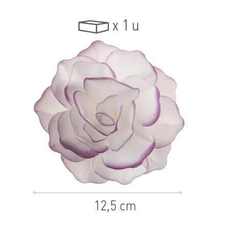 Fiore bianco con bordi viola in carta commestibile, Ø 12,5 cm