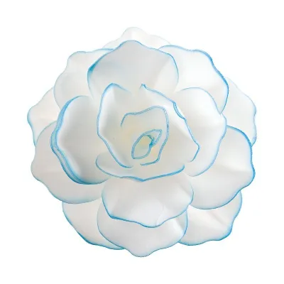 Weisse Blüte mit blauem Rand aus Esspapier, Ø 12.5 cm