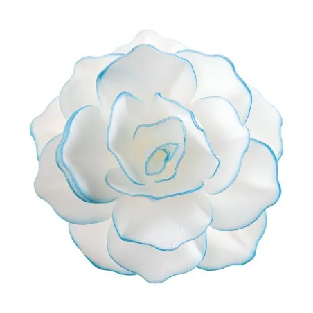 Fiore bianco con bordi blu in carta commestibile, Ø 12,5 cm