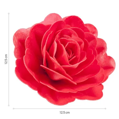 Riesige rote Rose aus Esspapier, 12.5 x 12.5 cm