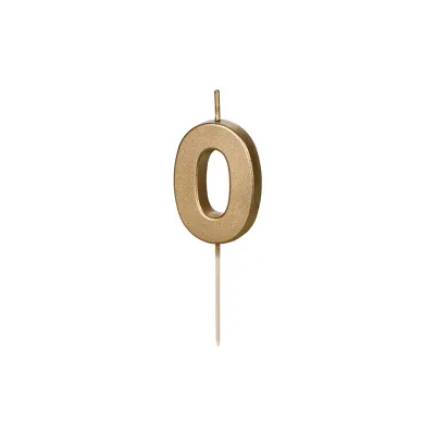 Goldene Mini-Zahlenkerze Zahl 0