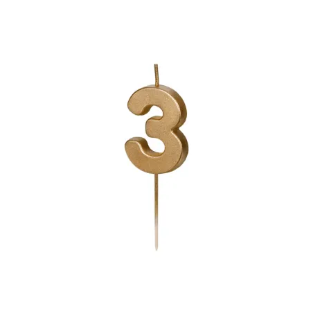 Golden Mini Number Candle Number 3