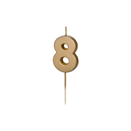 Petite bougie numérotée dorée chiffre 8