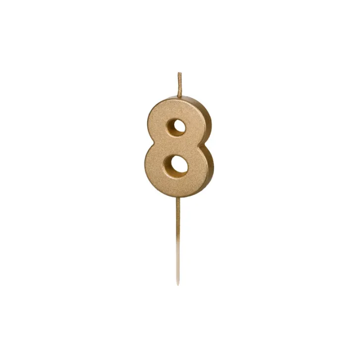 Golden Mini Number Candle Number 8