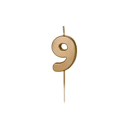 Candela numerata mini dorata numero 9