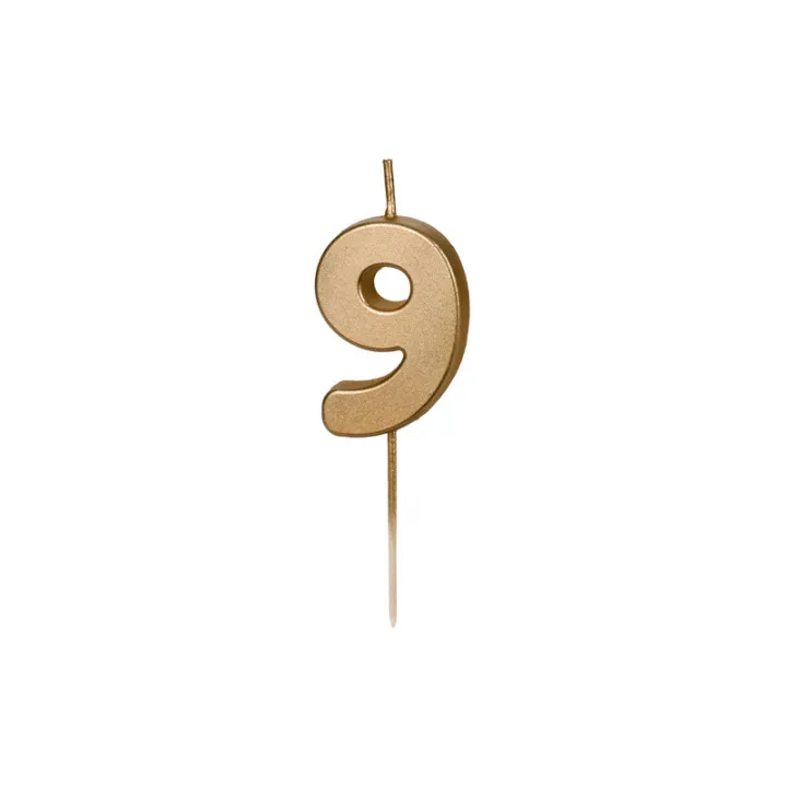 Golden Mini Number Candle Number 9