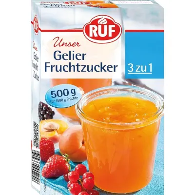 RUF Gelierfruchtzucker 500 g – fruchtige Konfitüren und Gelees mit weniger Zucker und weniger Kalorien | miniSchoggi