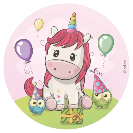 Cake topper in carta commestibile unicorno dolce, Ø 20 cm