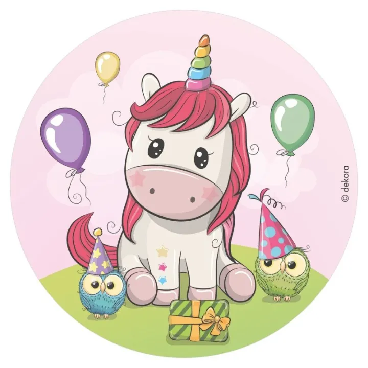 Cake topper in carta commestibile unicorno dolce, Ø 20 cm