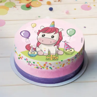 Cake topper in carta commestibile unicorno dolce, Ø 20 cm