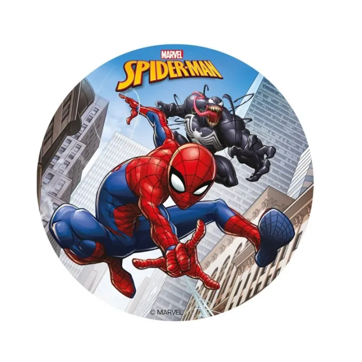 Cake topper in carta commestibile Spiderman & Venom, Ø 15,5 cm