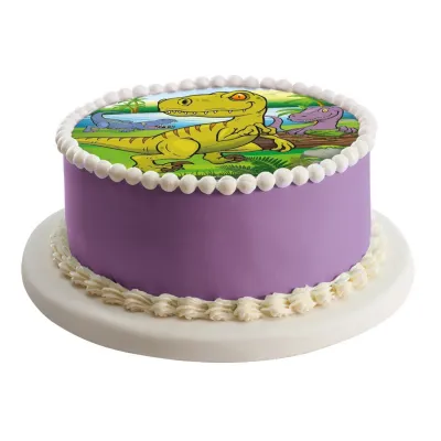 Cake topper in carta commestibile T-Rex, Ø 16 cm