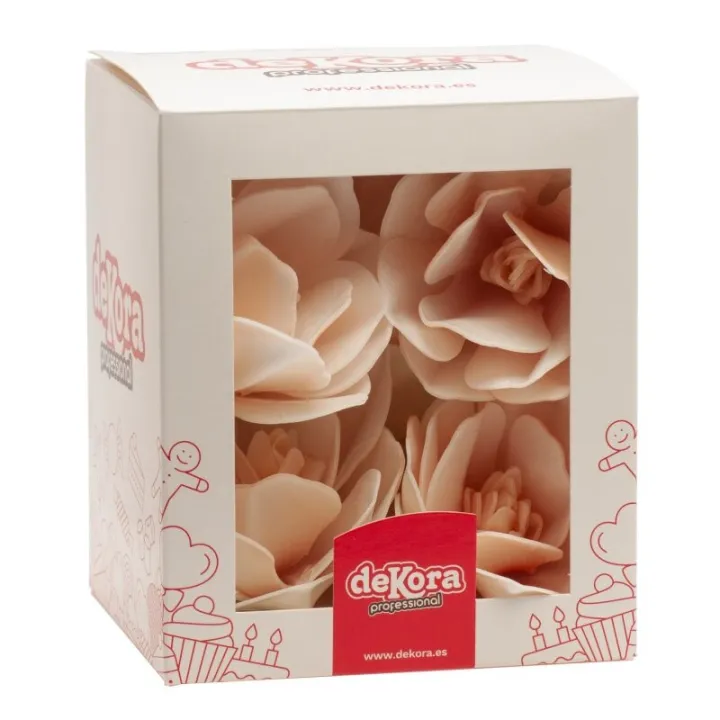 Weisse Magnolien aus Esspapier, 6 Stück