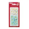 Décor en sucre fleurs blanches & bleu clair, 14 pièces