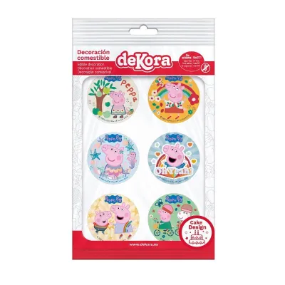 Topper per cupcake in carta commestibile Peppa Pig, 6 pezzi